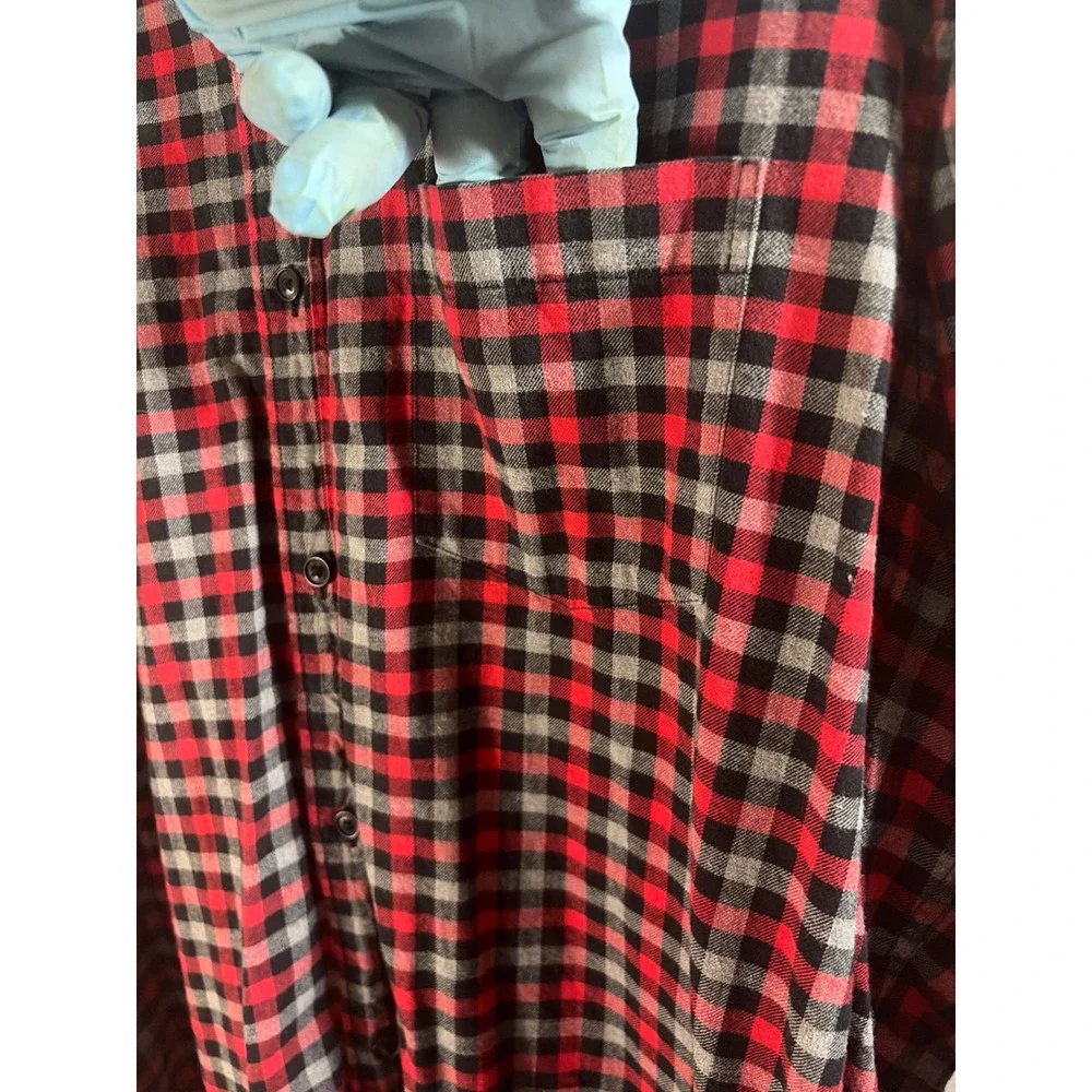 Banana Republic Luxe Flannel Shirt Mens XL Red Grey Grant Fit Plaid Button Down